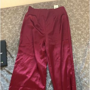 Windsor Long Red Satin Wide Leg Party Pants